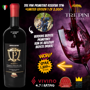 Tre Pini Gioia del Colle Primitivo Riserva 2020 17% - 1 OF 2000