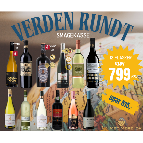 Verden Rundt Vinkasse - 12 flasker for KUN 799 kr.