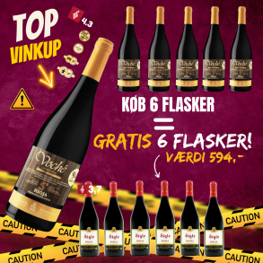 6 flasker Manzanos Voché Crianza 5ª Generación Rioja 75 cl. & 6 GRATIS flasker (Værdi: 594 kr)