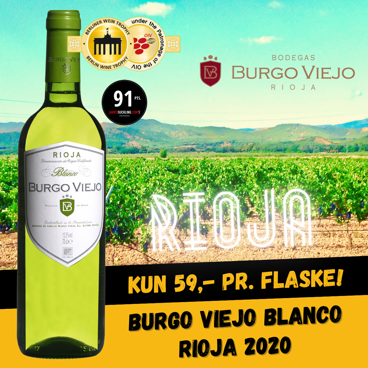 Burgo Viejo Blanco Rioja 2020 12,5 SPANSK HVIDVIN VIN MED MERE .DK