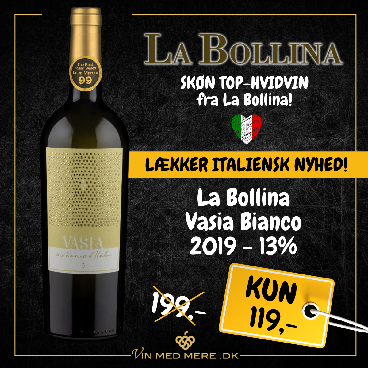 La Bollina Vasia Bianco 2019 - 13% - ITALIENSK HVIDVIN - VIN MED .DK